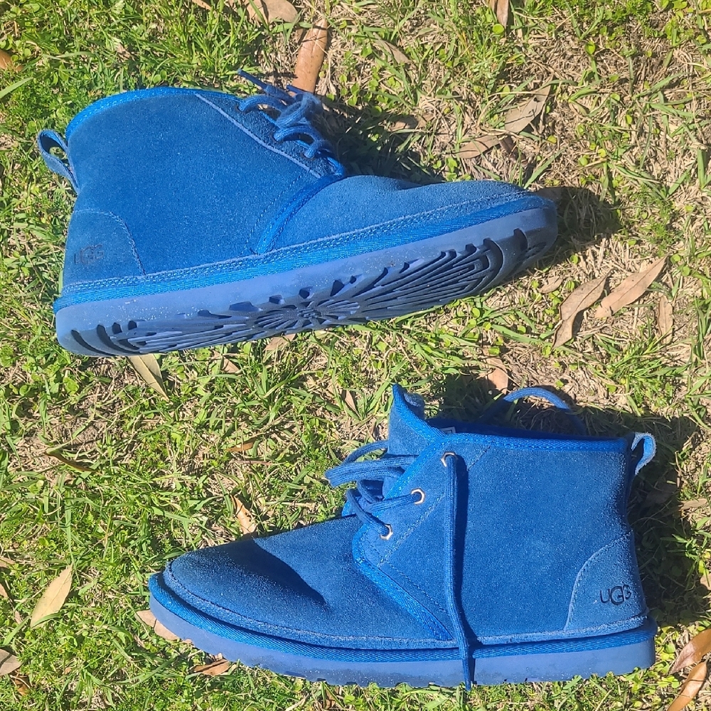 UGG Vibrant Blue Mens Lace Up Ankle Boots Sherpa Lined 10
